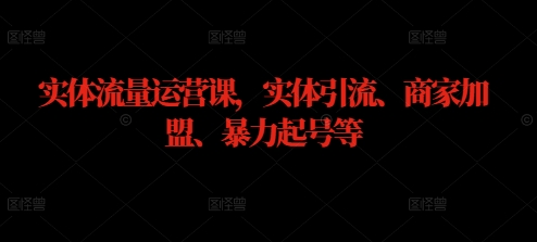 实体流量运营课，实体引流、商家加盟、暴力起号等-九天资源站