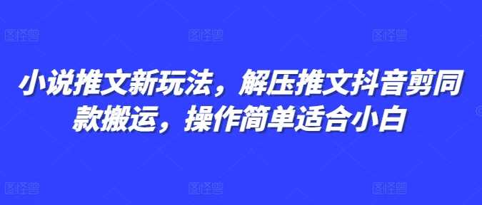 小说推文新玩法，解压推文抖音剪同款搬运，操作简单适合小白-九天资源站