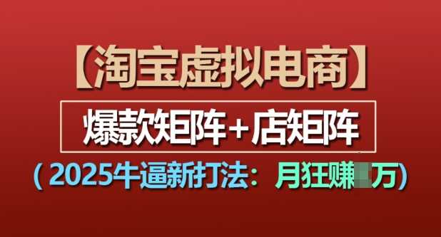 淘宝虚拟电商，2025牛逼新打法：爆款矩阵+店矩阵，月入过万-九天资源站