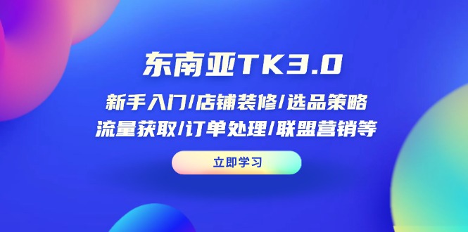东南亚TK3.0：新手入门/店铺装修/选品策略/流量获取/订单处理/联盟营销等-九天资源站