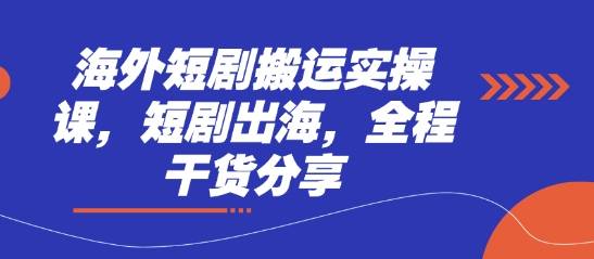 海外短剧搬运实操课，短剧出海，全程干货分享-九天资源站