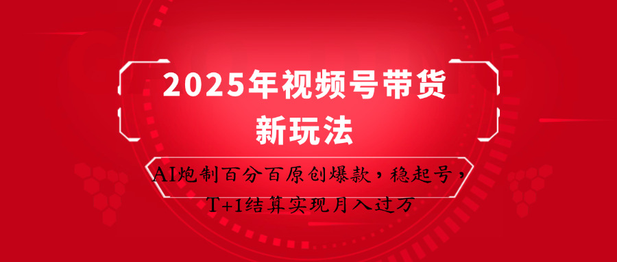 2025年视频号带货新玩法：AI炮制百分百原创爆款，稳起号，T+1结算实现月入过万-九天资源站