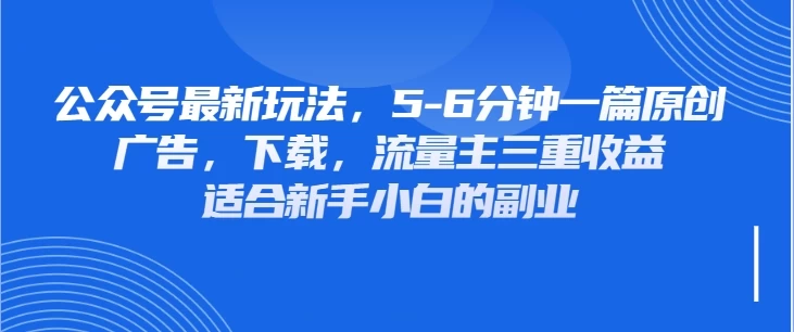 公众号最新玩法，广告，下载，流量主三重收益，非常适合新手小白的项目-九天资源站