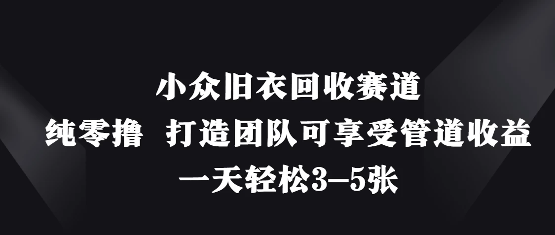 小众旧衣回收赛道，纯零撸 打造团队可享受管道收益，一天轻松3-5张-九天资源站