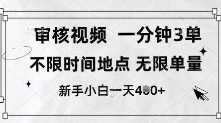 审核视频，10秒一单，不限时间，不限单量，新人小白一天4张+【揭秘】-九天资源站
