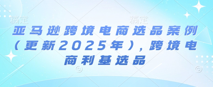 亚马逊跨境电商选品案例(更新2025年4月)，跨境电商利基选品-九天资源站