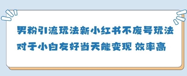 男粉引流玩法(新)，玩法友好做的好当天就能变现-九天资源站
