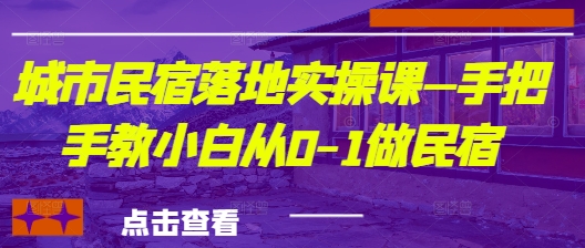 城市民宿落地实操课—手把手教小白从0-1做民宿-九天资源站