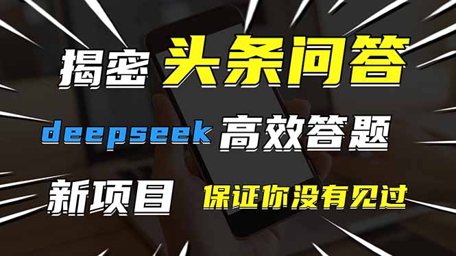 头条问答，刚出的新玩法！保证你没见过！用DeepSeek去高效答题，一个账…-九天资源站