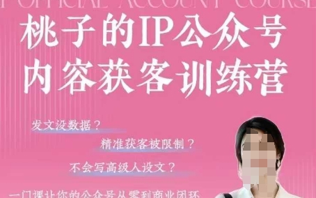 桃子IP公众号内容获客训练营(第3期)，一门让你公众号从0到商业闭环的课程-九天资源站