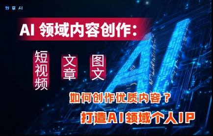 AI领域内容创作：高效创作短视频、文章、图文三大板块内容，打造AI领域个人IP-九天资源站
