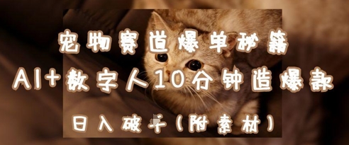 宠物赛道爆单秘籍：AI+数字人10分钟造爆款，日入1k-九天资源站