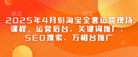 2025年4月份淘宝全套运营现场课程，运营后台、关键词推广、SEO搜索、万相台推广-九天资源站