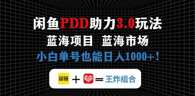 闲鱼卖拼多多助力项目，蓝海市场新手也能单号日入1000+-九天资源站