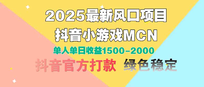 2025最新风口项目 抖音小游戏MCN 单人单日收益1500-2000+-九天资源站