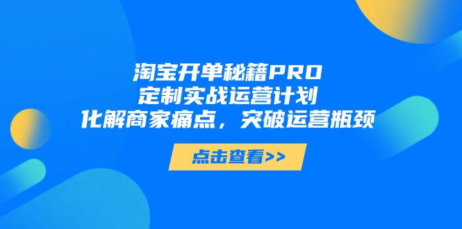 淘宝开单秘籍PRO，定制实战运营计划，化解商家痛点，突破运营瓶颈-九天资源站