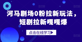 河马剧场0粉拉新玩法，短剧拉新嘎嘎爆-九天资源站