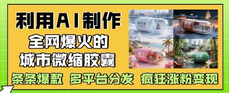 利用AI制作全网爆火的城市微缩胶囊，条条爆款， 多平台分发，疯狂涨粉变现-九天资源站