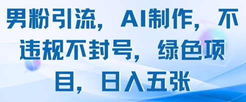 男粉引流，AI制作，不违规不封号，绿色项目，日入五张-九天资源站