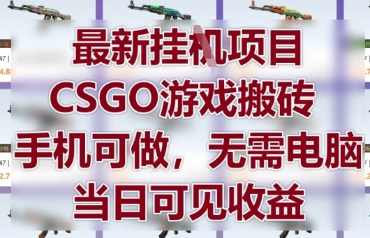 最新挂G项目，CSGO游戏搬砖，手机可做，无需电脑，当日见收益【揭秘】-九天资源站