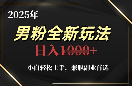 2025年男粉全新玩法，小白轻松上手，兼职副业首选，轻轻松松日入1k+-九天资源站