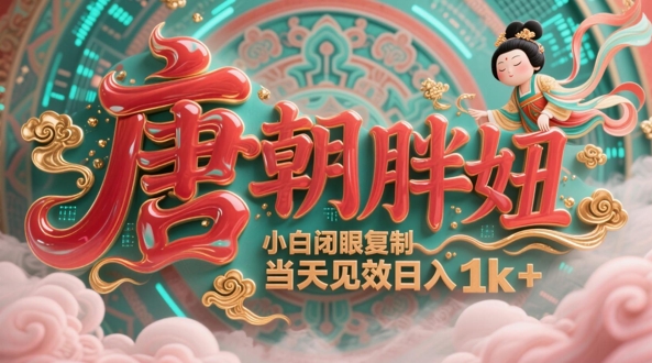 用AI克隆“唐朝胖妞”日更3条，平台疯狂推流，小白闭眼复制，当天见效，日入1k+-九天资源站