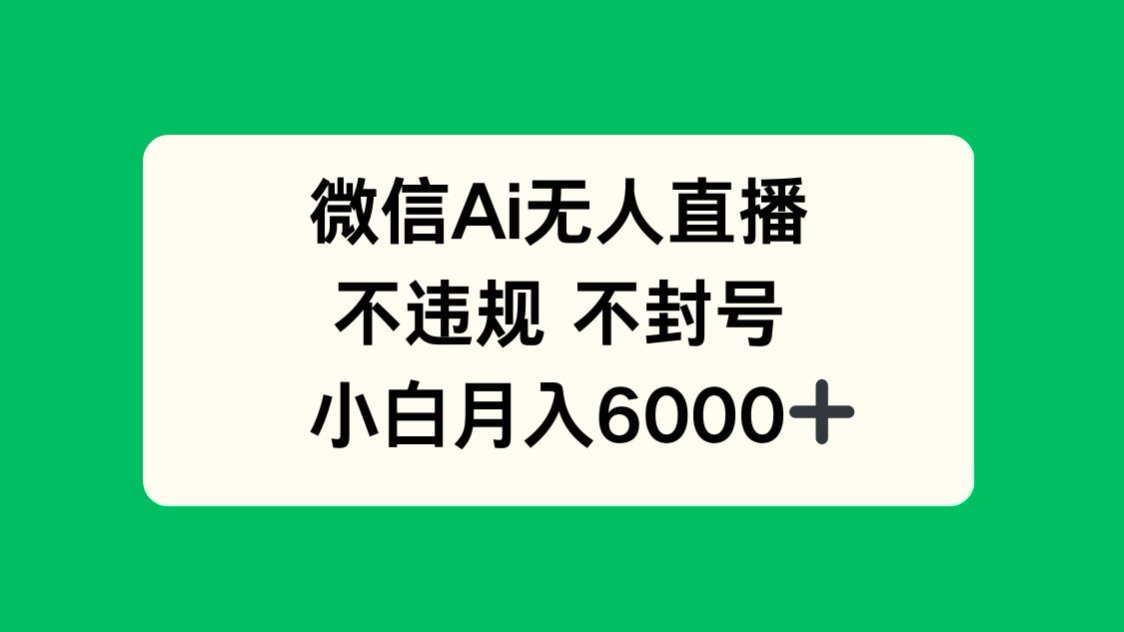 微信AI无人直播，不违规 不封号 ，小白月入6000+-九天资源站