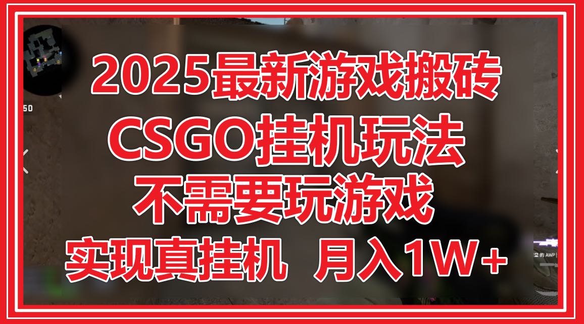 2025最新游戏搬砖，CSGO挂机，不需要玩游戏，实现真挂机，月入1W+-九天资源站