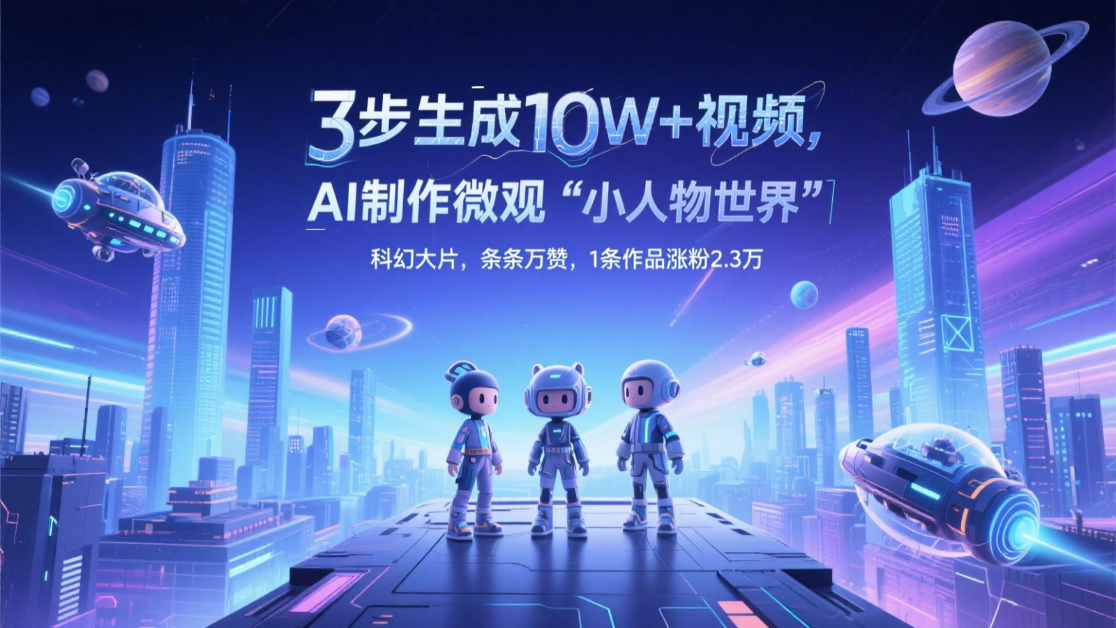 三步生成10W+视频，AI制作微观“小人物世界”科幻大片，条条万赞，1条作品涨粉2.3万-九天资源站