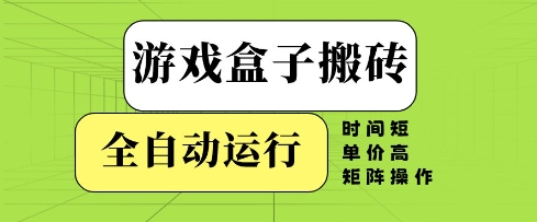 游戏盒子搬砖，全自动运行，无需人工，时间短、单价高、矩阵操作【揭秘】-九天资源站