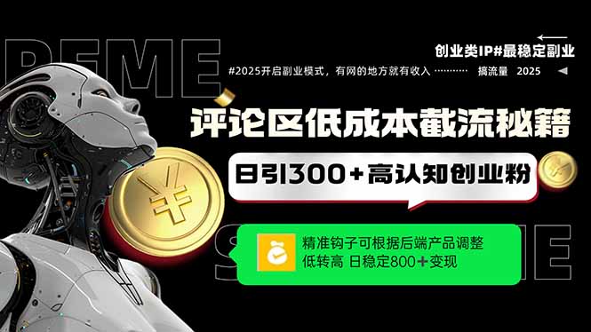评论区低成本引流秘籍，精准钩子直击用户，单账号日增300+创业粉，日稳…-九天资源站