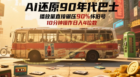 AI还原90年代巴士，一帧就让70后泪崩，播放量直接碾压90%怀旧号，每天操作十分钟，日入四位数-九天资源站