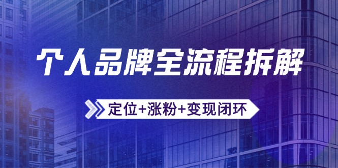 个人品牌全流程拆解：定位+涨粉+变现闭环，微信生态运营与资源整合-九天资源站