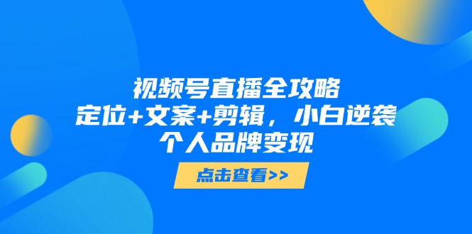 视频号直播全攻略，定位+文案+剪辑，小白逆袭个人品牌变现-九天资源站