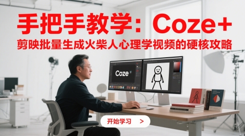 手把手教学：Coze + 剪映批量生成火柴人心理学视频的硬核攻略-九天资源站