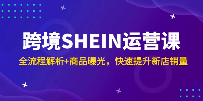 跨境SHEIN运营课，全流程解析+商品曝光，快速提升新店销量-九天资源站
