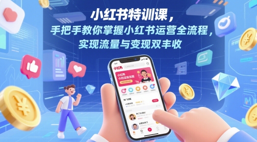 小红书特训课，手把手教你掌握小红书运营全流程，实现流量与变现双丰收-九天资源站