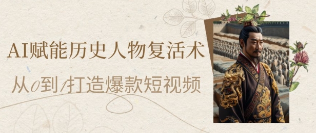 AI赋能历史人物复活术：从0到1打造爆款短视频，7天涨粉10W，小白也能月入过1W-九天资源站