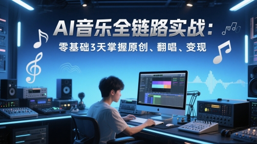 AI音乐全链路实战变现课：零基础3天掌握原创、翻唱、变现-九天资源站