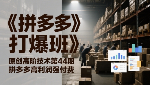 《拼多多打爆班》原创高阶技术第44期，拼多多高利润强付费-九天资源站