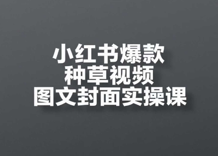 小红书爆款种草视频图文封面实操课，​开店、选品、引流、变现全流程-九天资源站