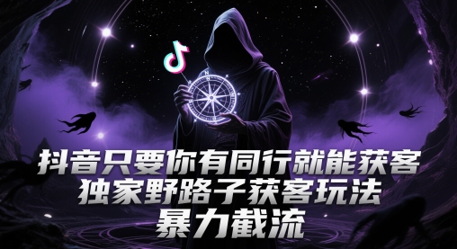 抖音只要你有同行就能获客，独家野路子获客玩法，暴力截流【揭秘】-九天资源站