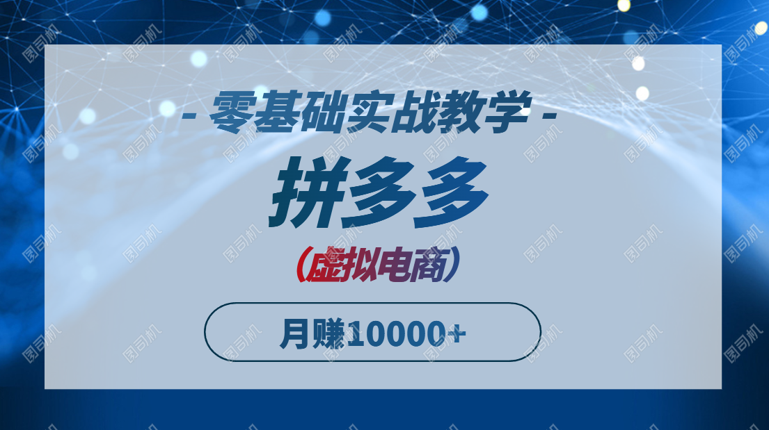 拼多多虚拟电商，零基础实战教学，快速打爆商品，新手也能月入10000+-九天资源站