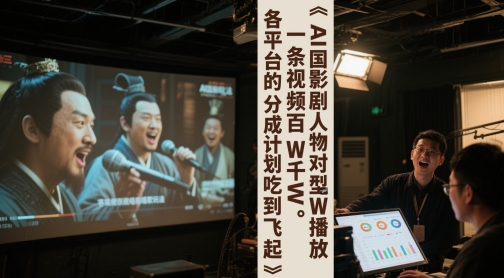 AI三国影视剧人物对口型唱歌玩法，一条视频百W千W播放，各平台的分成计划吃到飞起-九天资源站