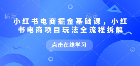 小红书电商掘金课，小红书电商项目玩法全流程拆解(更新5月)-九天资源站