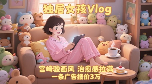 单个账号涨粉71W！用AI制作独居女孩Vlog，宫崎骏画风，治愈感拉满，一条广告报价3W-九天资源站
