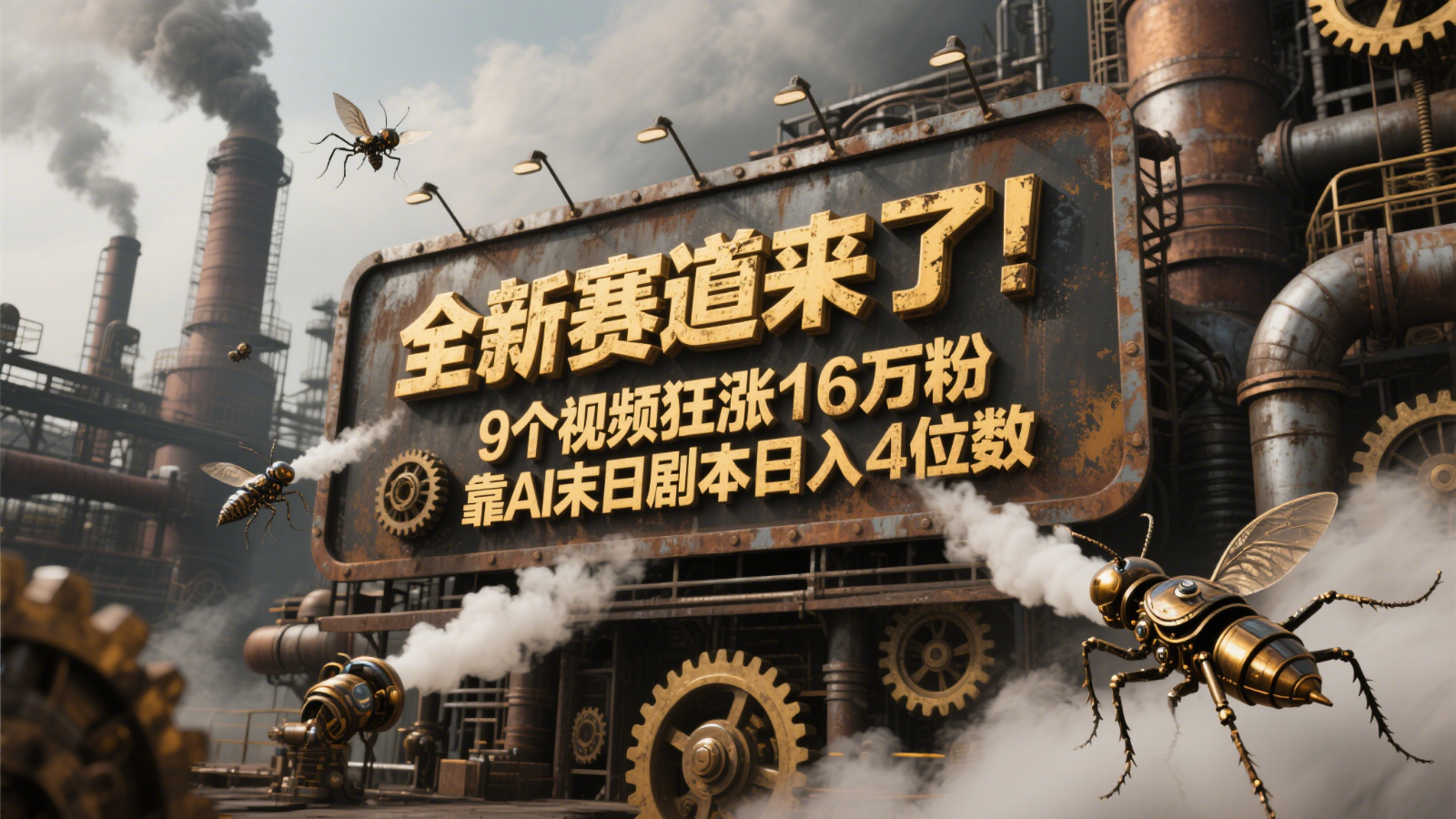 全新赛道来了！9个视频狂涨16万粉，靠AI末日剧本日入4位数，评论区爆肝追更！-九天资源站