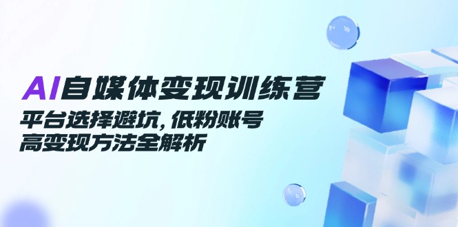 AI自媒体变现训练营，平台选择避坑，低粉账号高变现方法全解析-九天资源站