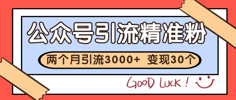 公众号精准粉引流玩法 2个月3000+精准粉 变现30万+-九天资源站