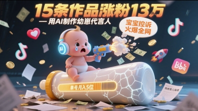 用AI制作幼崽代言人，宝宝的控诉火爆全网，15条作品涨粉13W，单号月入5位数实操教程-九天资源站